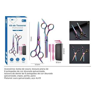 KIT DE TESOURAS PROFISSIONAL BARBEIRO LUATEK