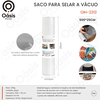 SACO PARA SELAR A VÁCUO 500*25CM OASIS MARKET
