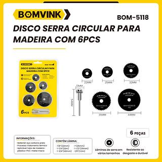 DISCO SERRA CIRCULAR PARA MADEIRA COM 6PCS BOMVINK