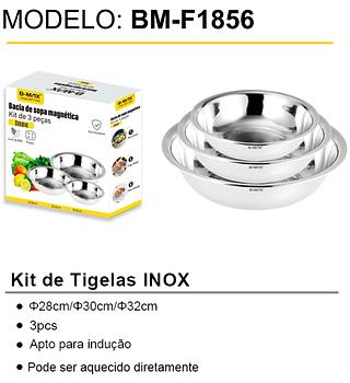 BACIA DE SOPA MAGNÉTICA KIT DE 3 PEÇAS INOX B-MAX
