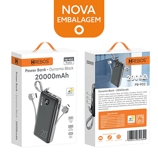 POWER BANK DYNAMO BLACK 20000MAH HREBOS