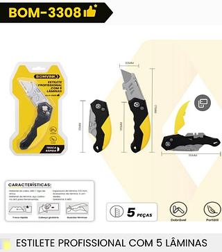 ESTILETE PROFISSIONAL COM 5 LÂMINAS BOMVINK