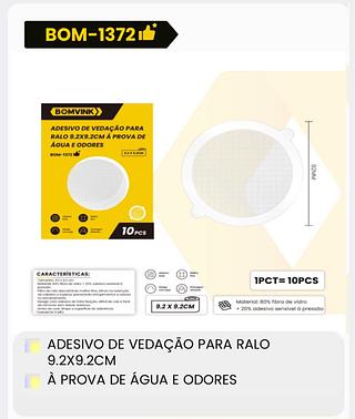 ADESIVO DE VEDAÇÃO PARA RALO 9.2X9.2CM A PROVA DE ÁGUA E ODORES BOMVINK