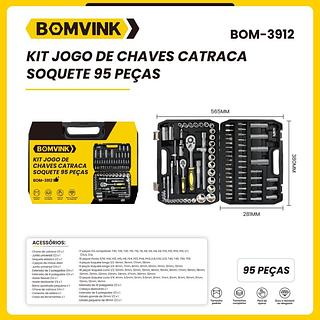 KIT JOGO DE CHAVES CATRACA SOQUETES 95 PÇS BOMVINK