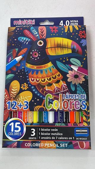 LAPICES DE COLORES 15 CORES MINITIKI
