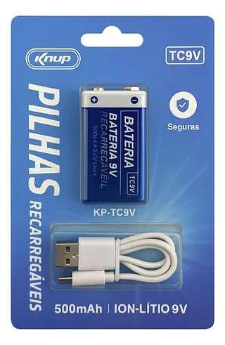 PILHAS RECARREGAVEIS 500MAH \ ÍON-LÍTIO9V KNUP