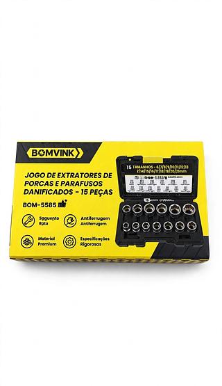 JOGO DE EXTRATORES DE PORCAS E PARAFUSOS DANIFICADOS - 15PCS BOMVINK