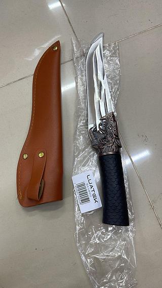 FACA DE DRAGÃO BAINHA COM ALÇA E CABO ANTIDERRAPANTE AÇO INOX LUATEK