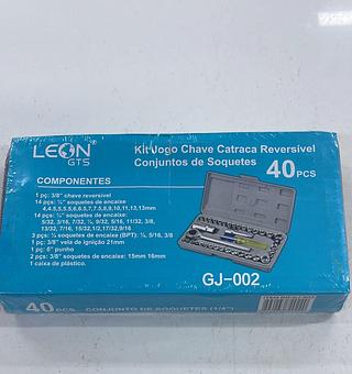 KIT JOGO CHAVE CATRACA REVERSIVEL CONJUNTOS DE SOQUETE 40PCS LEON GTS