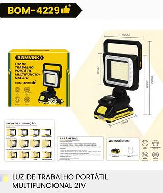 LUZ DE TRABALHO PORTATIL MULTIFUNCIONAL 21V BATERIA*2 BOMVINK