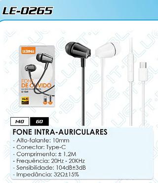 FONE DE OUVIDO TIPO C MIC HI-FI MUSIC LELONG
