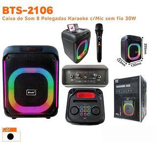 CAIXA DE SOM 8 POLEGADAS KARAOKE C/MIC SEM FIO 30W