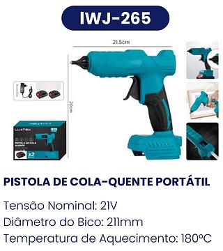 PISTOLA ELETRICA DE COLA QUENTE X2 BATERIAS 21V TENSÃO LUATEK