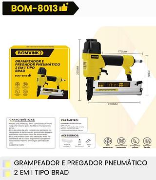 GRAMPEADOR E PREGADOR PNEUMATICO 2 EM I TIPO BRAD BOMVINK