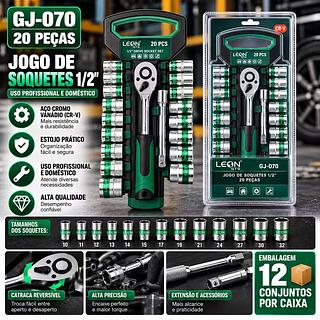 JOGO DE 20 PEÇAS SOQUETE 1/2 LEON GTS