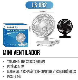 VENTILADOR DE MESA RECARREGAVEL LUATEK