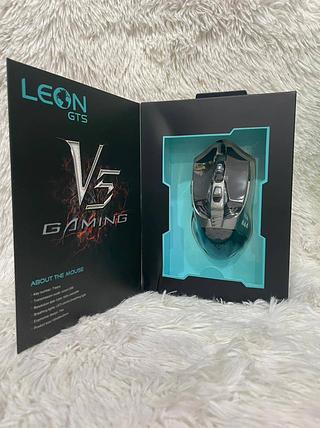 V5 MOUSE GAMER PRETO E VERMELHO LEON(NAO ESTADO)