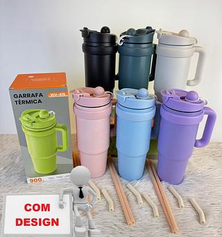 GARRAFA TÉRMICA 900ML 304 AÇO INOXIDAVEL(COM DESIGN)
