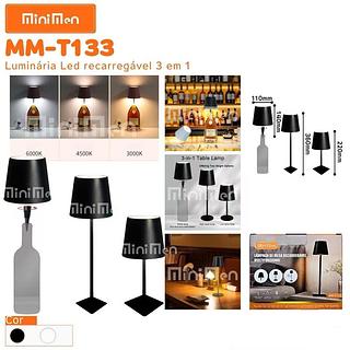 LAMPADA DE MESA RECARREGAVEL MULTIFUNCIONAL MININEM