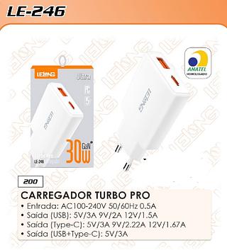 CARREGADOR TURBO PRO 30W LELONG