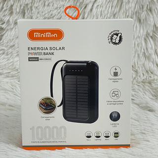 POWER BANK COM ENERGIA SOLAR 10000MAH MINIMEN