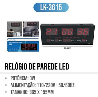 RELOGIO DW PAREDE LED LUATEK