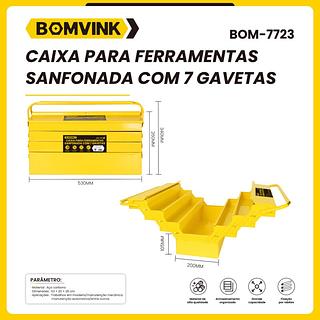 CAIXA PARA FERRAMENTAS SANFORNADA COM 7 GAVETAS BOMVINK