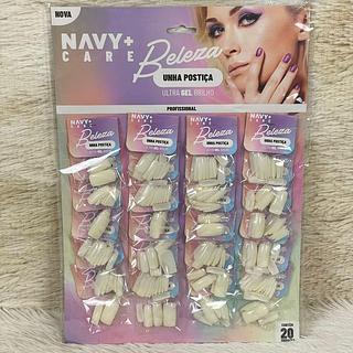 UNHA POSTIÇA BALARINA ULTRA GEL BRILHO NAVY+PRO(PACOTE COM 20 UNIDADES)
