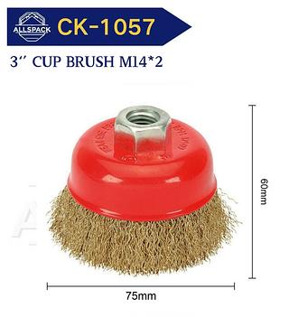 ESCOVA DE AÇO TIPO COPO ONDULADA 75MM(3'') M14*2 ALLSPACK