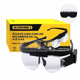 OCULOS LUPA COM LED RECARREGAVEL ATE 4.5X BOMVINK