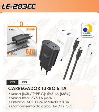 CARREGADOR TURBO 5,1A MAX 2 PORTAS LELONG