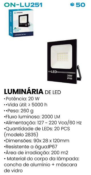 LUMINARIA DE LED 20W IP66 ONISTEK