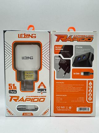 CARREGADOR RAPIDO 5.1A 2 PORTAS LELONG