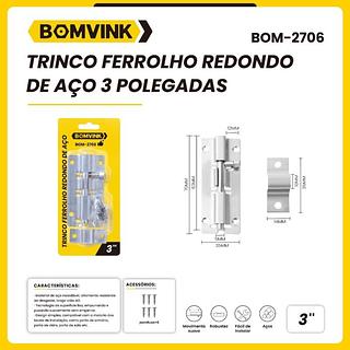 TRINCO FERROLHO REDONDO DE AÇO 3 PEÇAS BOMVINK