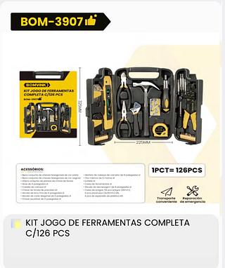 KIT JOGO DE FERRAMENTAS COMPLETA C/ 126 PCS