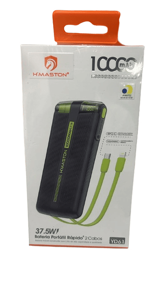 BATERIA PORTÁTIL RAPIDO 2 CABOS TIPO-C LIGHTNING 37.5W 10000MAH HMASTON
