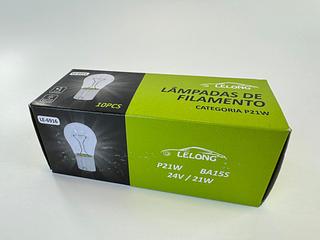 LÂMPADAS DE FILAMENTO CATEGORIA P21W BAY15S 24V/21W(10 PEÇAS) LELONG