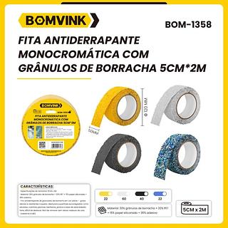 FITA ANTIDERRAPANTE MONOCROMATICA COM GRANULOS DE BORRACHA 5CM*2M BOMVINK