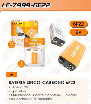 BATERIA DE ZINCO-CARBONO 9V LELONG MAX