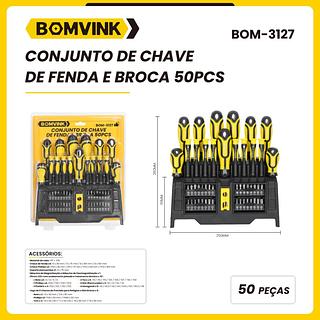CONJUNTO DE CHAVE DE FENDA E BROCA 50PÇS BOMVINK