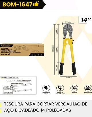 TESOURA PARA CORTAR VERGALHÃO DE AÇO E CADEADO 14 POLEGADAS BOMVINK
