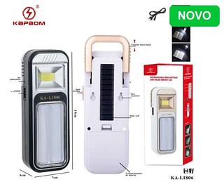 KA-L1806 LUMINARIA RECARREGAVEL E BATERIA E ENERGIA SOLAR KAPBOM