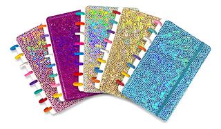 Caderno De Discos A5 Pequeno Lantejolas Capa Dura Enfeites Amarelo Brilho