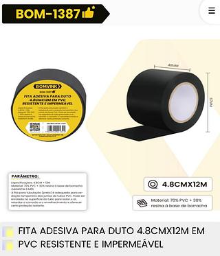 FITA ADESIVA PARA DUTO 4.8CM*12M EMPVC RESISTENTE E IMPERMEAVEL