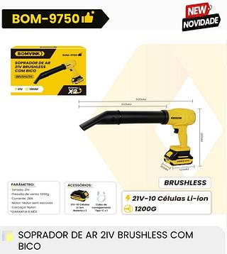 SOPRADOR DE AR 21V BRUSHLESS COM BICO BOMVINK