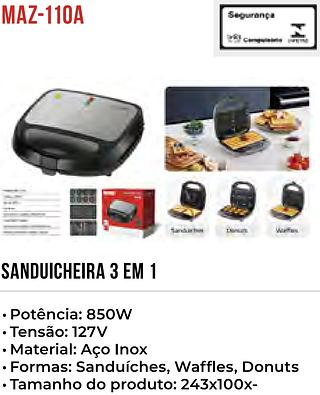 SANDUICHEIRA 3EM1 850W 127V TOMATE