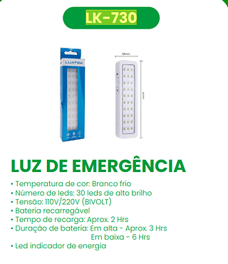 LUMINARIA DE EMERGENCIA 30 LEDS LUATEK
