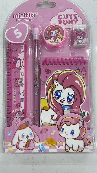 CONJUNTO DE MATERIAL ESCOLAR CUTE PONY MINITIKI