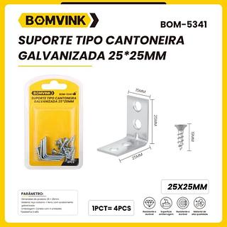 SUPORTE TIPO CANTONEIRA GALVANIZADA 25*25MM BOMVINK