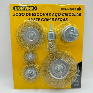 JOGO DE ESCOVA AÇO CIRCULAR HASTE COM 6 PEÇAS BOMVINK